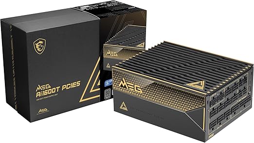 MSI MEG Ai1600T PCIE5 ATX 3.1 Gaming Power Supply - Full Modular - 80 Plus Titanium Certified 1600W - 100% Japanese 105°C Capacitors - ATX PSU - 12 Year Warranty