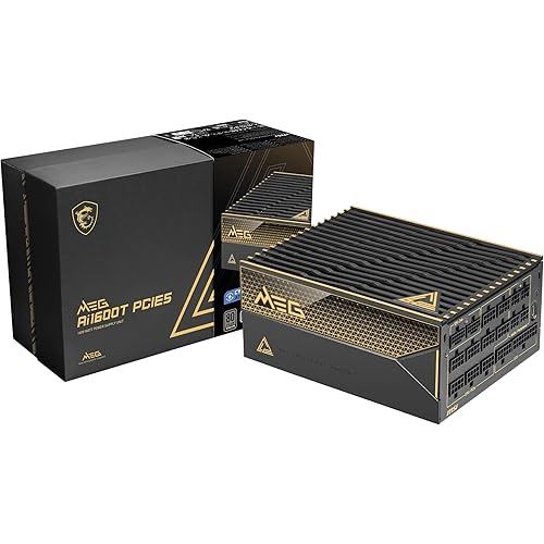MSI MEG Ai1600T PCIE5 ATX 3.1 Gaming Power Supply - Full Modular - 80 Plus Titanium Certified 1600W - 100% Japanese 105°C Capacitors - ATX PSU - 12 Year Warranty