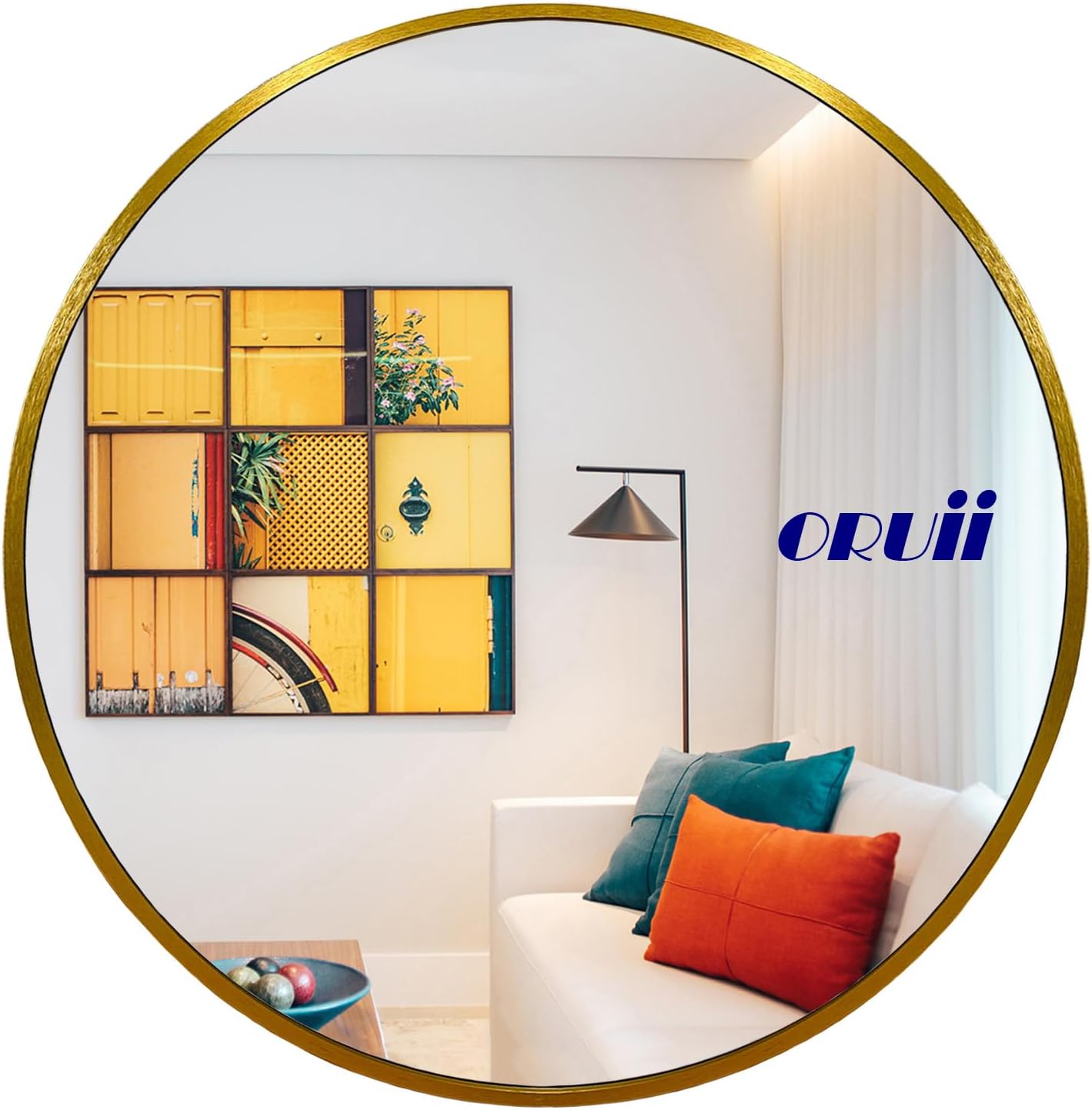 Gold Round Mirror 30 inch, Gold Round Mirror, Large Circle Mirror Metal Frame, Round Wall Mirrors for Bathroom, Living Room, Dining Room, Entryway.