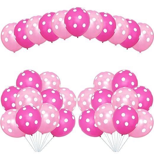 Party Balloons, 12inch Pink Polka Dot Balloons, Party Decoration Compatible Wedding Birthday Baby Shower Graduation party Christmas Party (100 Pcs)