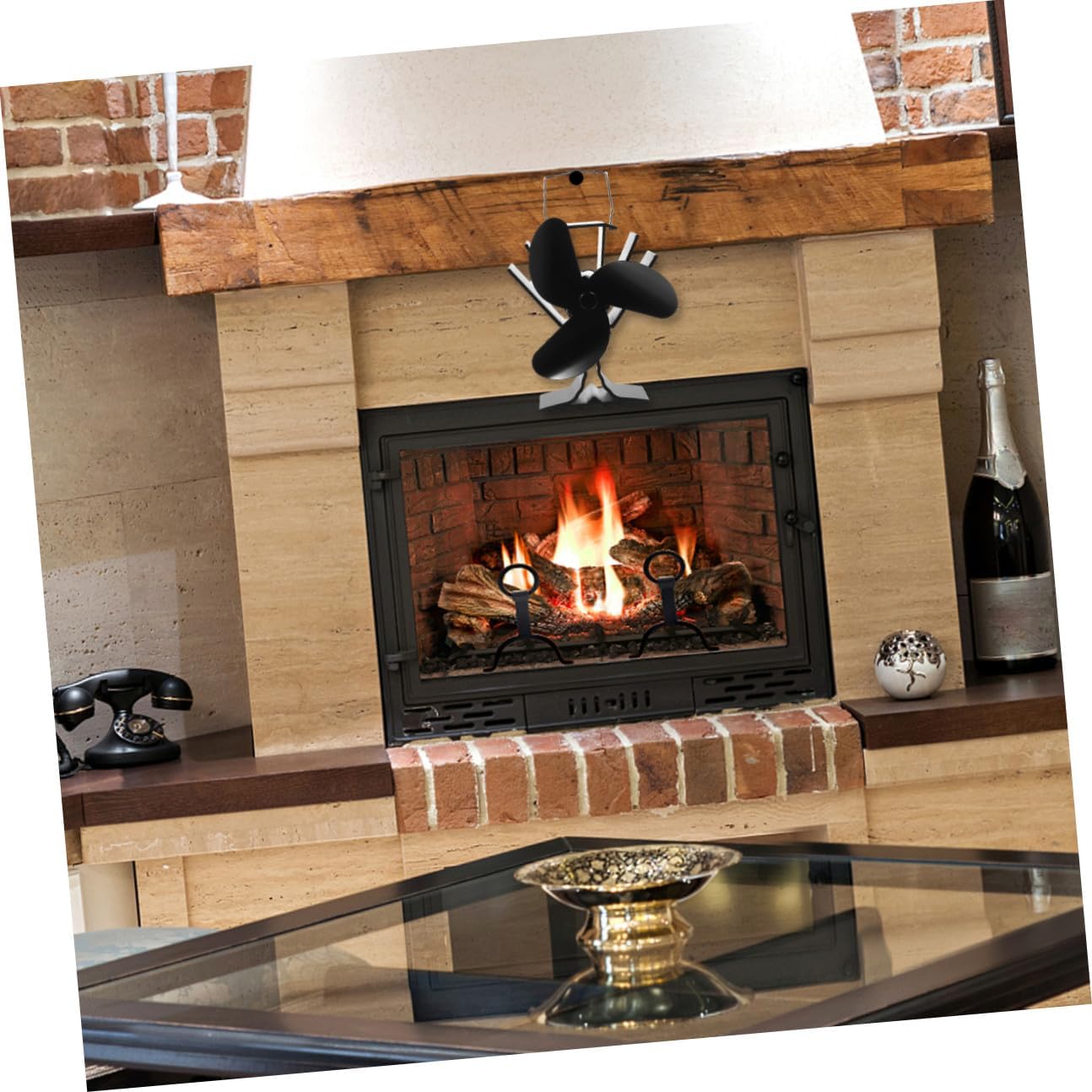 ERINGOGO Heat Powered Stove Fan 4 Vane Thermal Power Fan for Home Heating Supplies