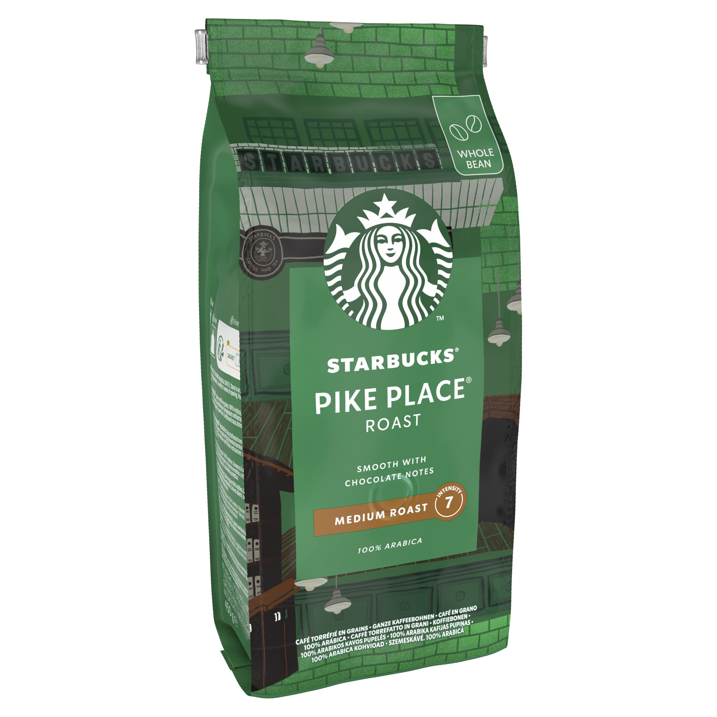 STARBUCKS Pike Place Roast Café De Grano Entero De Tostado Medio, 450g (Paquete de 4)