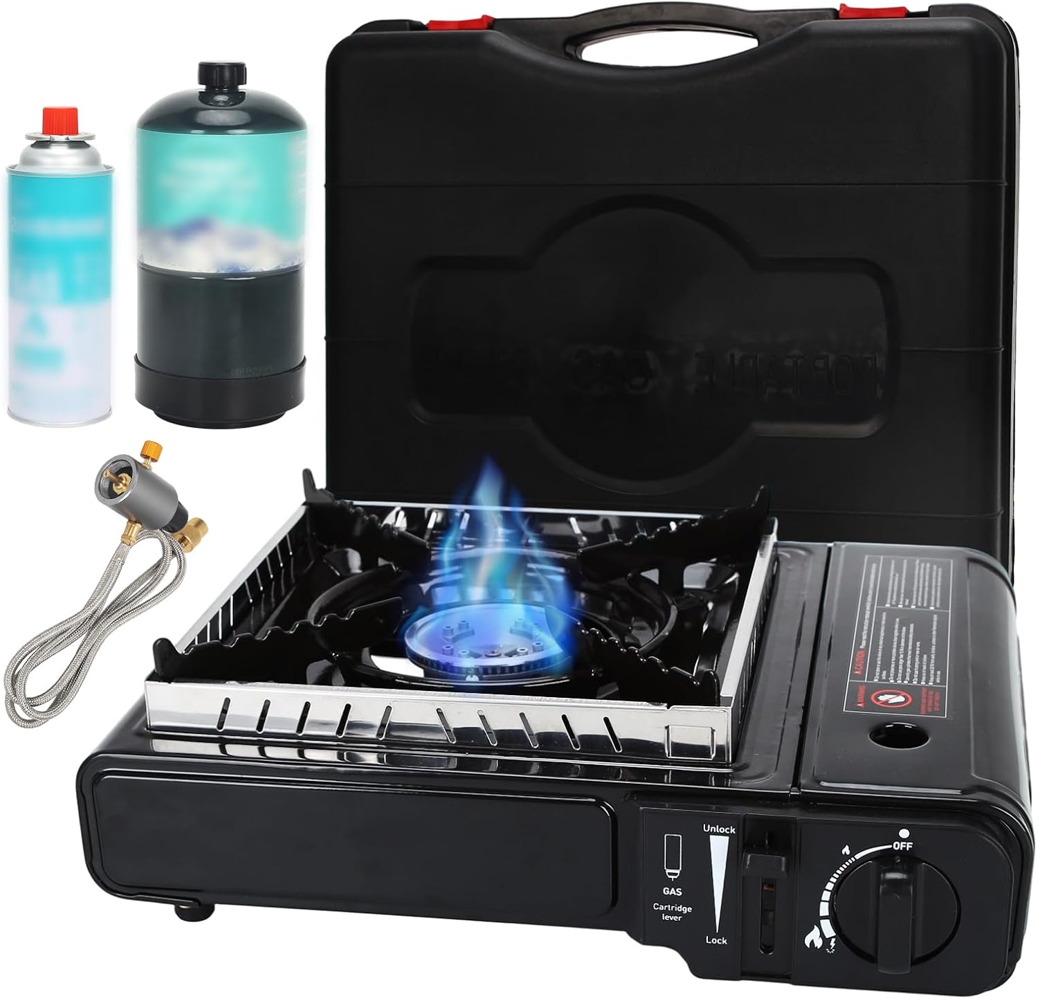 Dual Fuel Camping Stove,Portable Butane or Propane Single Burner Camp Stove