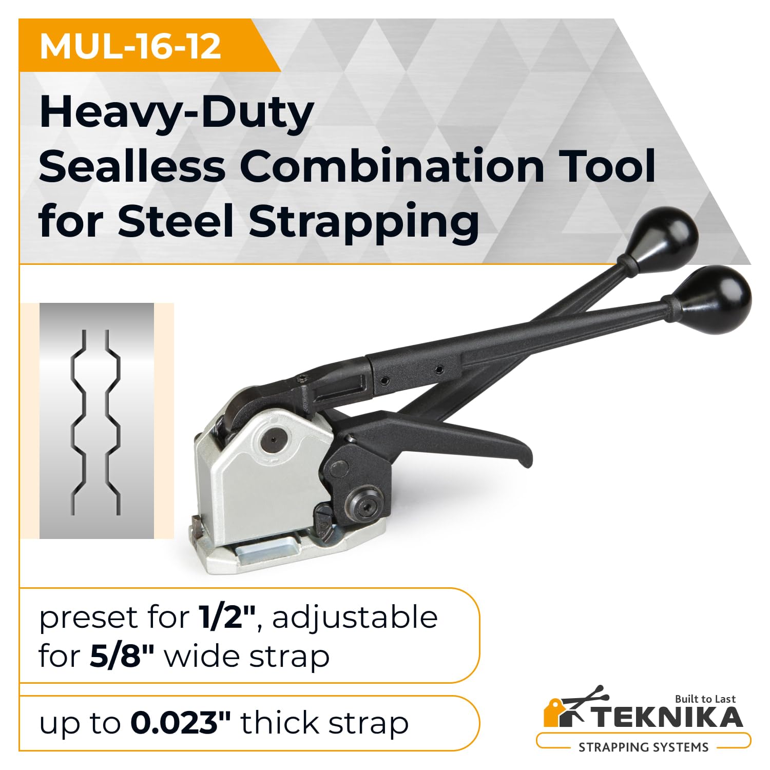 IDL PACKAGING Teknika MUL-16 Heavy Duty Sealless Combination Tool for Steel Strapping, Adjustable for 1/2