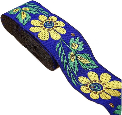 Cinta de flores de girasol Jacquard con bordado floral bordado en tela vintage para decoración del hogar