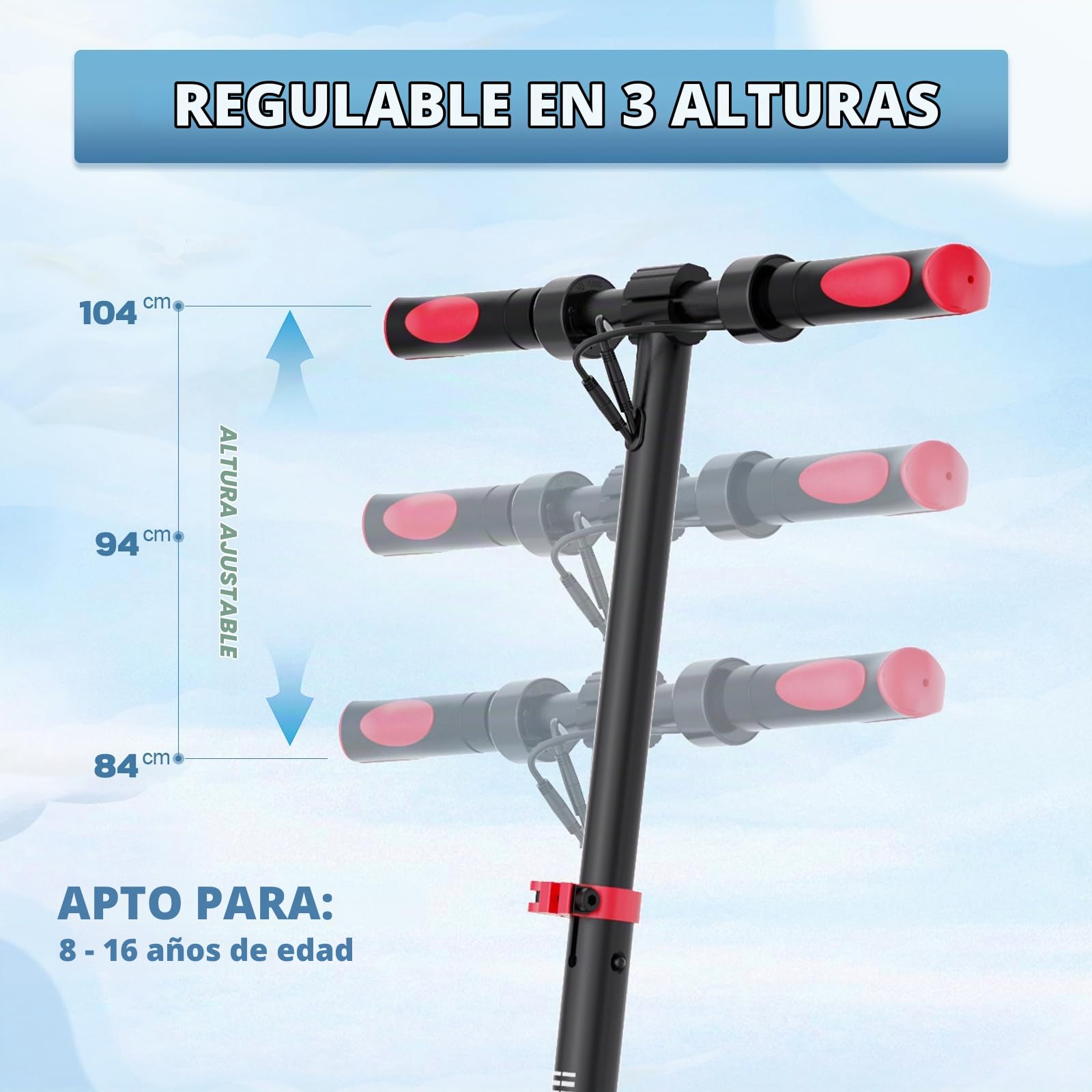 RCB Patinete Eléctrico Niños para 8-12-16 años, Solo 7.55KG Plegable Patinete Eléctrico,250W Motor, Kilometraje Máximo 16KM, Máxima 20 KM/H, Regalos para Niños y Adolescentes