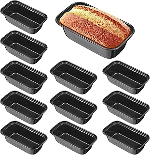 12 Pcs Mini Loaf Pan for Baking Bread Non Stick Small Banana Bread Tins 6.1 x 3.3 x 1.7 Inches Nonstick Carbon Steel Tiny Meatloaf Pan for Oven and Baking (black)
