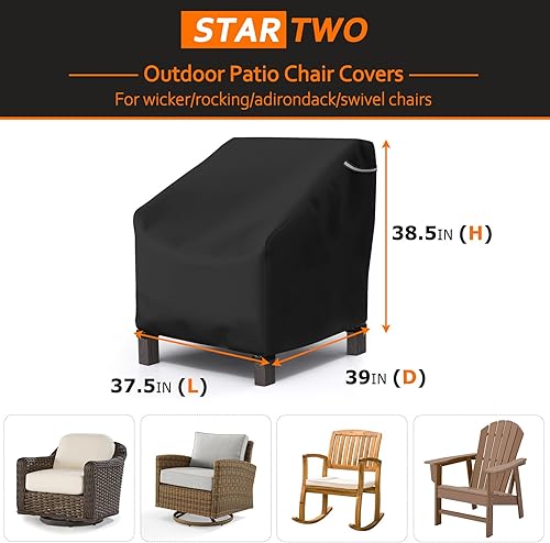 Miniatura 9 de STARTWO Paquete de 2 fundas para sillas giratorias para exteriores, fundas impermeables para sillas de patio para muebles de exterior, se adapta a