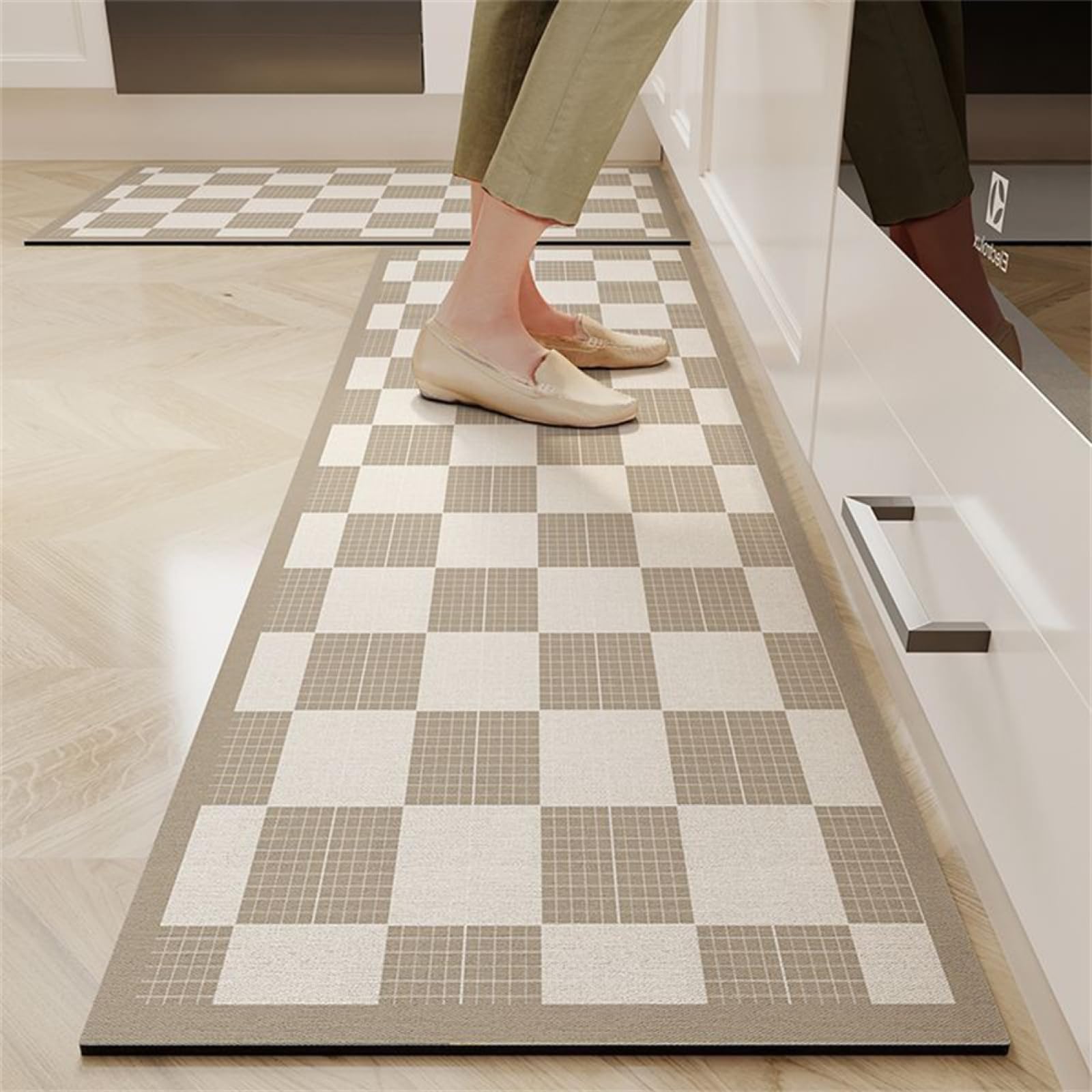 KüChenläUfer KüChenmatte 45x120cm, KüChenteppich Waschbar rutschfest, Teppich LäUfer Flur FußMatte Badematten, Wasser öL Aufnehmen Teppich KüChe Set für KüChe Wohnzimmer, Badezimmer Plaid