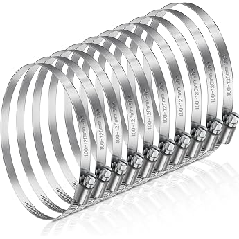 JatilEr Hose Clamps 100-120 mm Pack of 8 Adjustable Hose Clamp Large