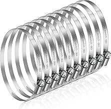 JatilEr Hose Clamps 100-120 mm, Pack of 8 Adjustable Hose Clamps, Stainless Steel 304 Hose Clamp Set, Hose Ties, Pipe Clamps for Car, Industry, Connecting and Securing Pipes