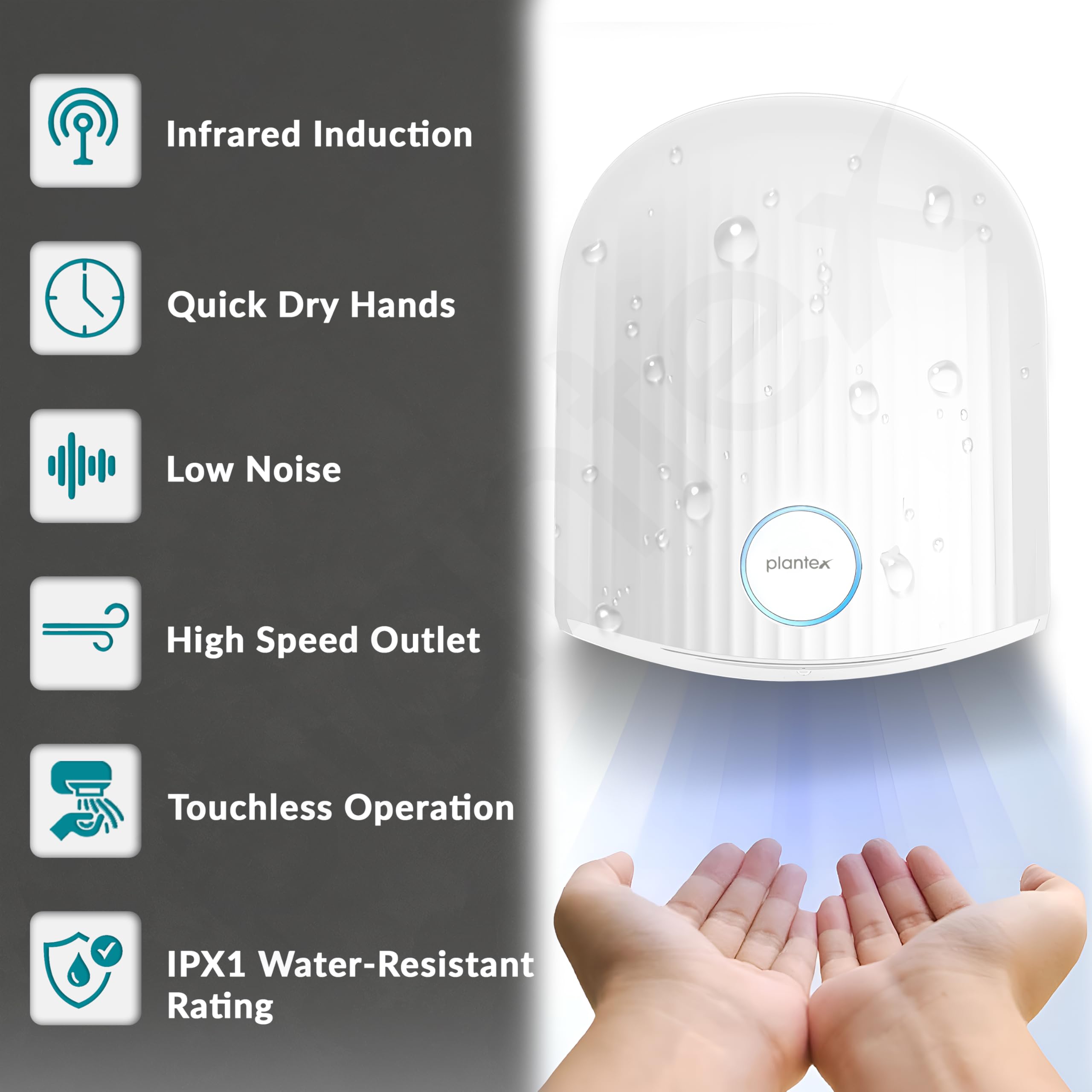 Plantex Automatic Hand Dryer - Touch-Free & Quiet -5