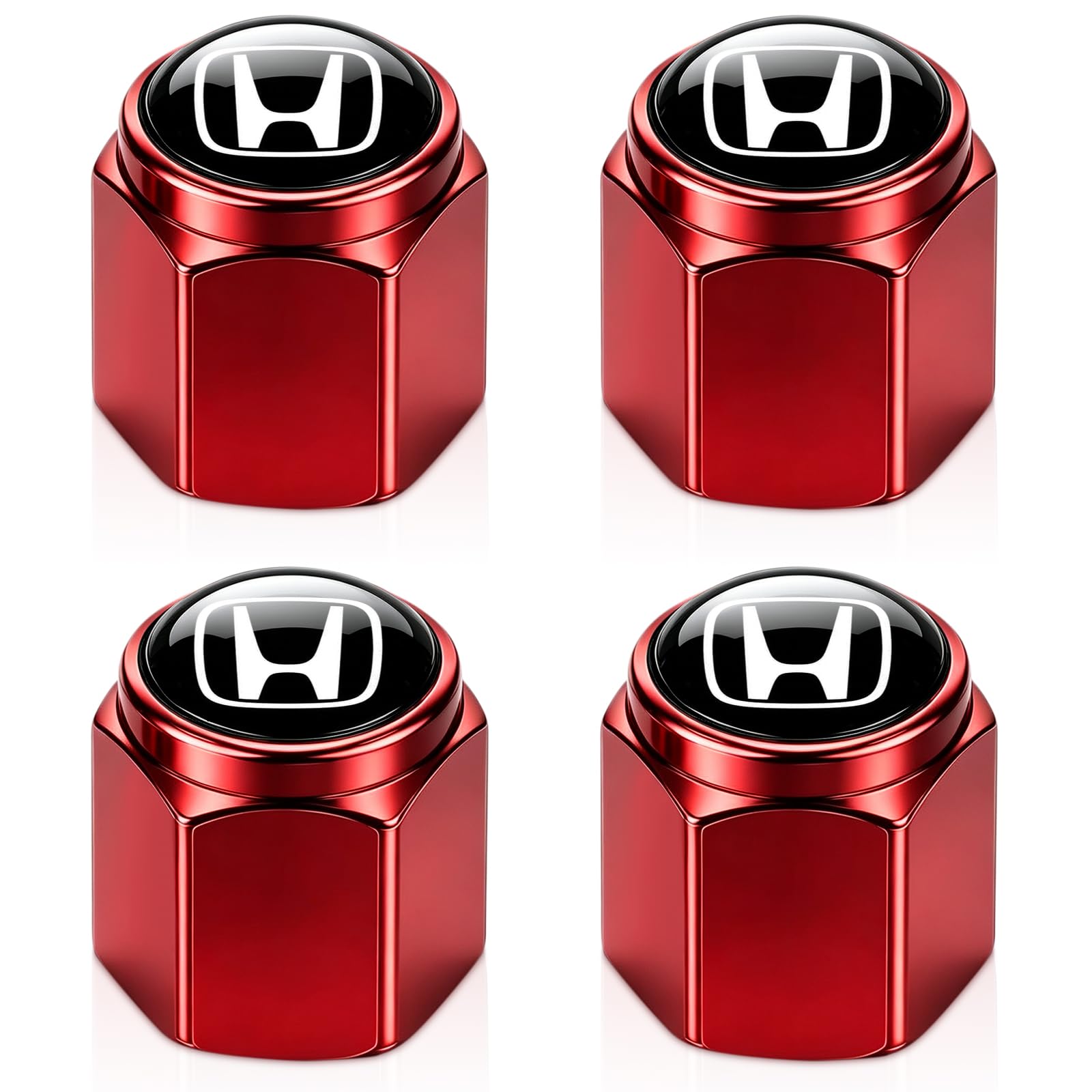 Tire Valve Stem Caps Cover for Honda Metal Car Wheel Air caps Auto Valve Stem Caps Accessories 4 Pack RED