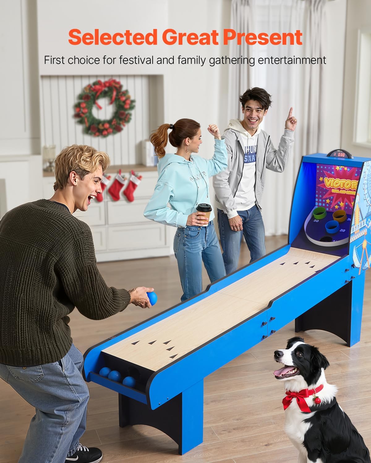 VEVOR Roll and Score Classic Arcade GameTable, Sky Ball Table Machine, LED ElectronicScorer & Track Lighting, Sound, Automatic BallReturn, Home Recreation Game Room