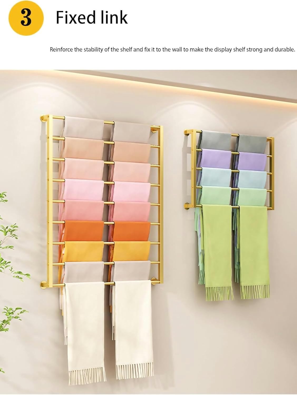 Display Stand Silk Scarf Storage Rack,Wall Mounted Metal Organizer Holder/Clothing Store, Wrapping Paper/Fabric/Ribbon Display Stand