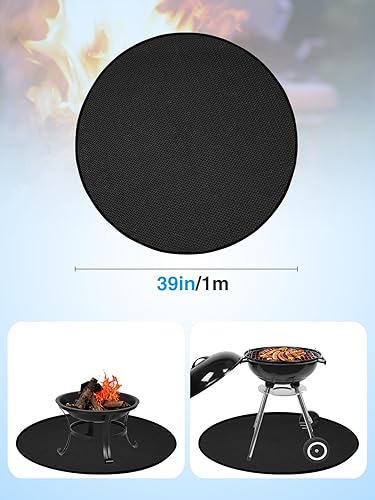 Miniatura 5 de Tapete para hoguera de 39 pulgadas para estufa individual, tapete ignífugo de 3 capas redondo debajo de la parrilla, almohadilla impermeable