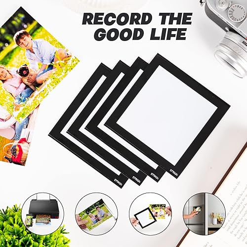 Miniatura 5 de Portarretratos magnético de 4 x 4 pulgadas con borde negro (paquete de 10), bolsillos magnéticos cuadrados para fotos, decoraciones para
