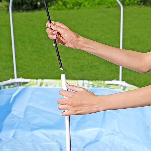 Miniatura 6 de H2OGO! - Piscina para niños con marco de acero redondo de 8 pies sobre el suelo con rociador de agua y toldo para sol, estampado de hojas tropicales