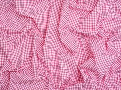 Minerva Core Range Fuchsia 1/8 inch Gingham Check Yarn Dyed Cotton Chambray Fabric for Dressmaking - 144cm Wide - per metre