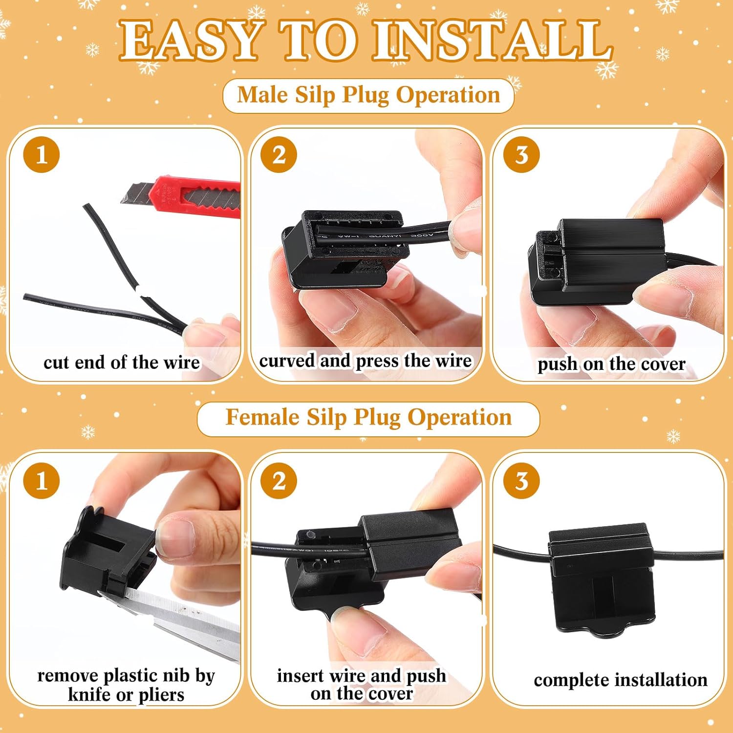 117 Pcs 100FT SPT-1 Electrical Wire with Female and Male Plugs and Light Clips Weatherproof 18AWG 2-Conductor Wire for Indoor Outdoor Light String Lamp Cord Holiday Party Supplies Black