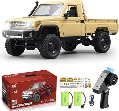 شاحنة RC Crawler، 112 Scale MN82 RC Crawler، 4WD LC79 Land Cruiser Rock Crawlers مع أضواء، تعديل السرعة، سيرفو، إطارات شاحنة RTR RC Rock Truck بتردد 2.4 جيجاهرتز للمراهقين والبالغين، أصفر