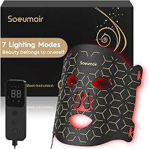 LED Face Mask 625 nm Red Light Mask Face with 108 LEDs 324 Chips 7 Lighting Modes and 3 Adjustable Brightness Levels for Tightening and Revitalising