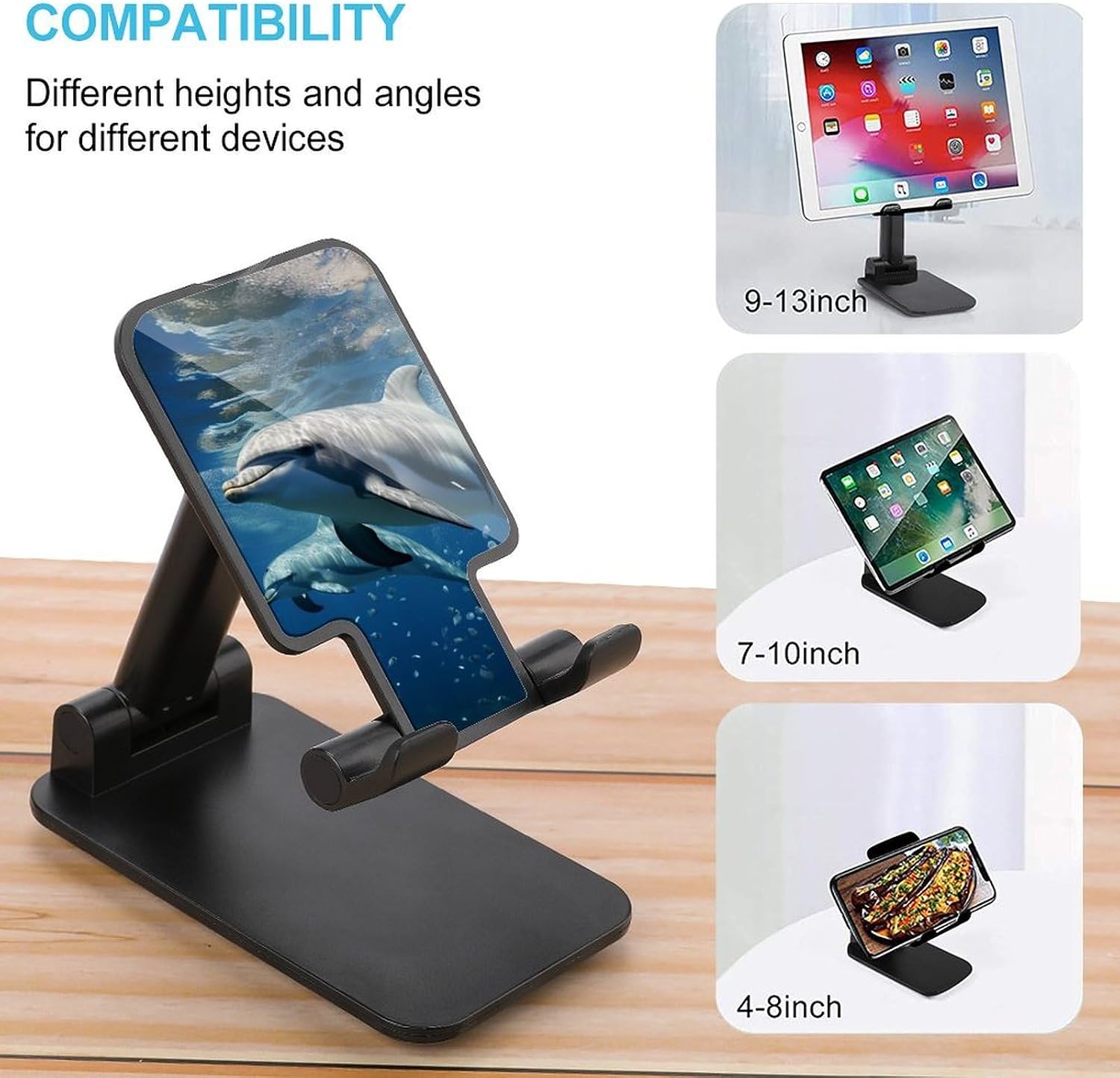 Cute Dolphins Foldable Phone Stand for Desk Taller Stand image 3