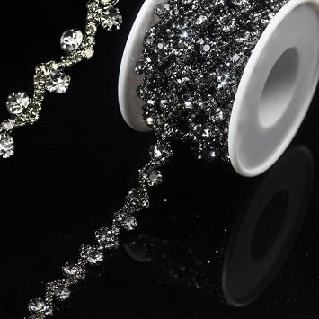 سلسلة PEARLY JUN بطول 3 ياردات مزينة بأحجار الراين مرصعة بالذهب والألماس وخيوط من الكريستال لحزام فستان الزفاف وزخارف الخياطة والحرف اليدوية وإكسسوارات الملابس المبهرة