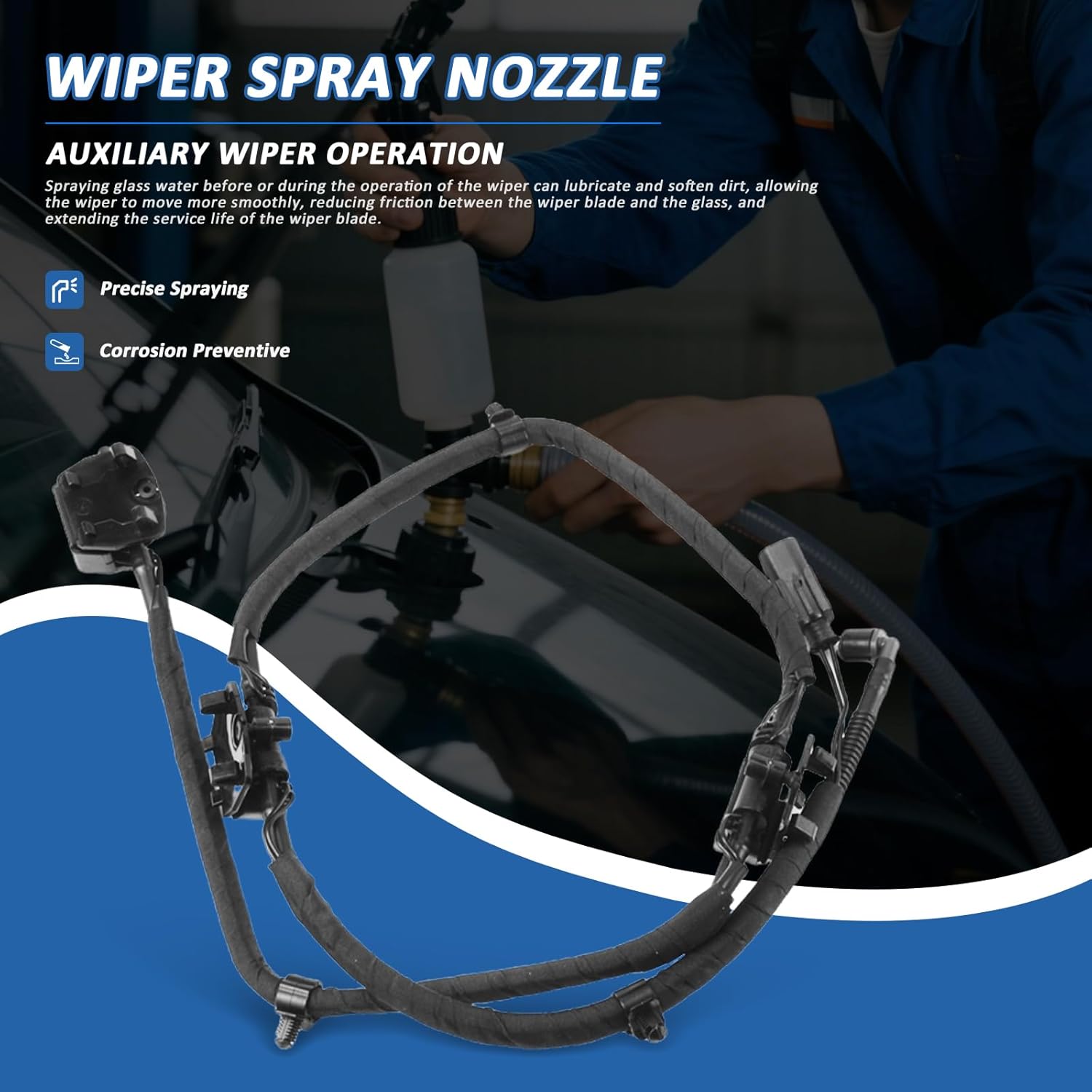 MUNIK 61667202027 Nozzle Chain Window Washer 2009-2015 Compatible with BMW 730Li 740Li 750Li 760Li 4.4T F02 F04 Replact# 61664448770 61664448770 V20080466 190108 EDSBM102 887502201 15SKV279