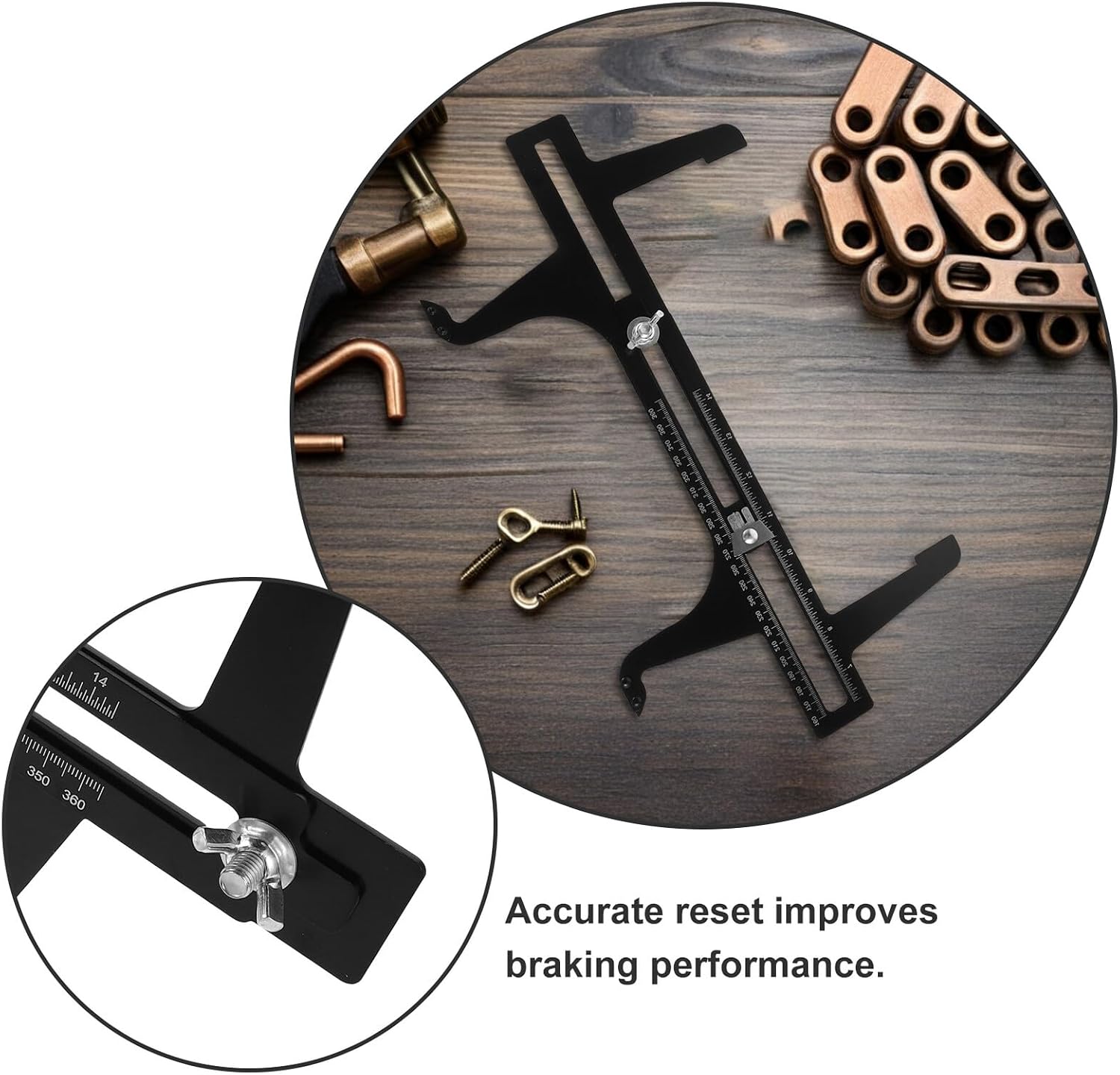 SOLUSTRE Brake Drum Measuring Tool with Dual Scale 6.5-14.25 Inch Professional Brake Shoes Measurement Gauge for Car and Truck and Rotor Resetting