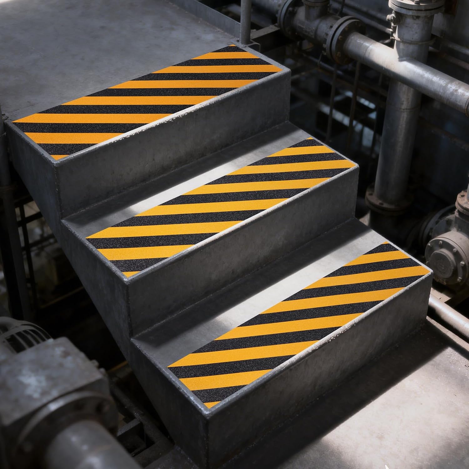 Black Yellow Anti Slip Tape 18in x 20ft, 80 Grit Heavy Duty Grip Tape, Waterproof Non Slip Traction Tape for Stairs, Steps, Ramps, Walkways, Ladders, Indoor Outdoor Safety
