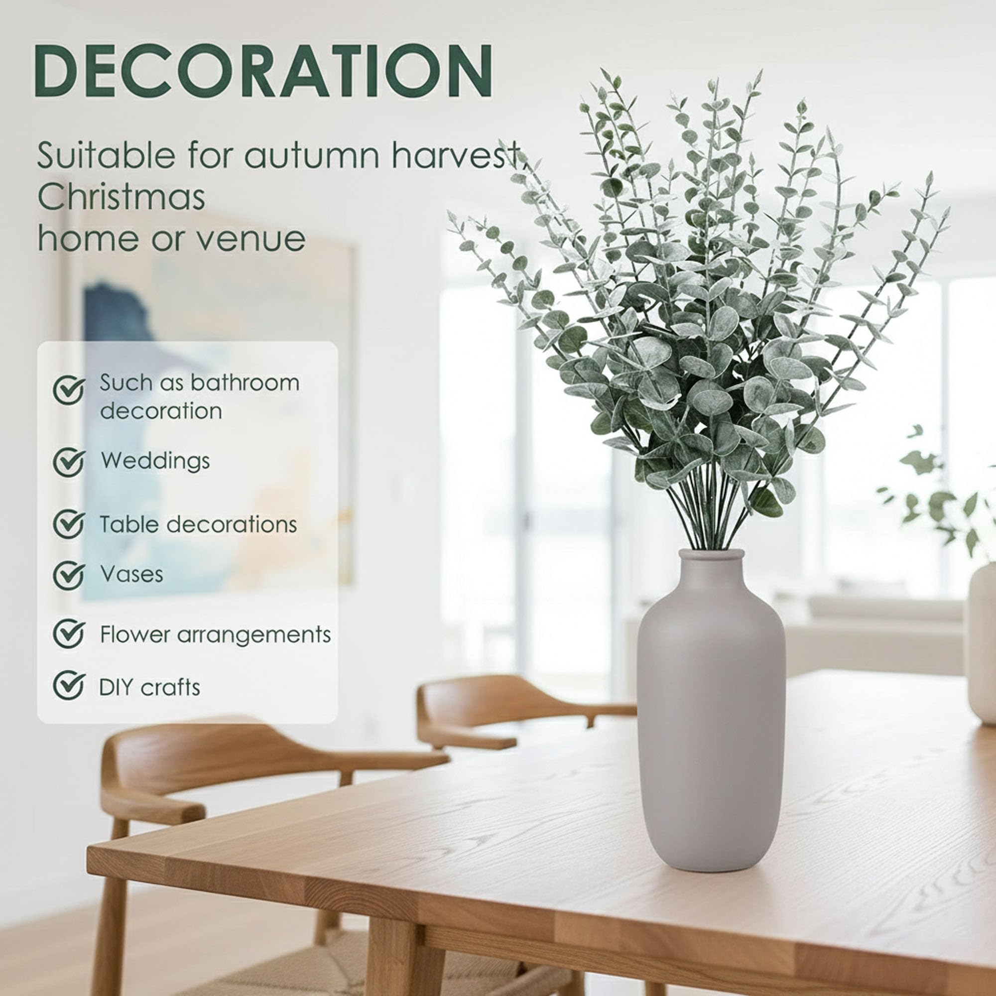 Realistic Eucalyptus Stems - 20 Pack for Home Decor -3