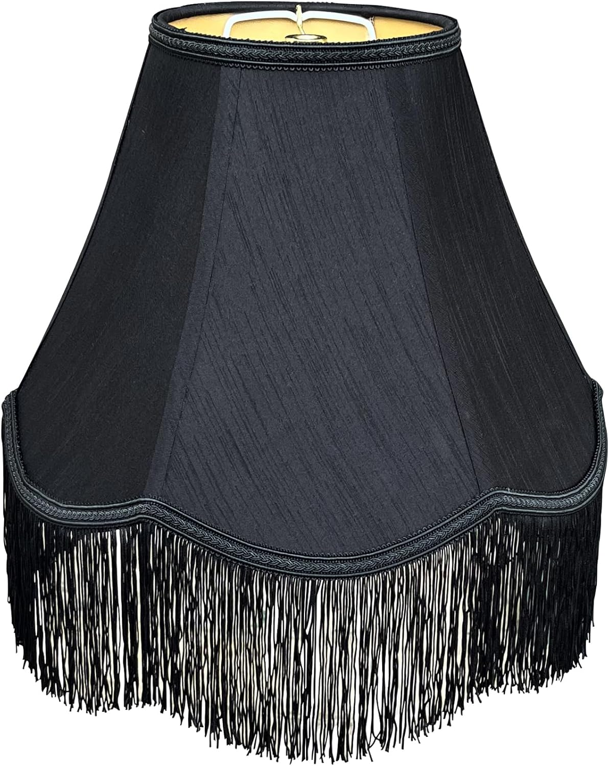 TOOTOO STAR Black Bell Lamp Shades，6" Top x 13" Bottom x 9.25" High (Spider) Scalloped Fringe Trim Lamp Shade for Table Lamps and Floor Lamps, Handcrafted Lampshade, Easy Assembly