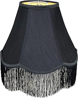 TOOTOO STAR Black Bell Lamp Shades，6" Top x 13" Bottom x 9.25" High (Spider) Scalloped Fringe Trim Lamp Shade for Table Lamps and Floor Lamps, Handcrafted Lampshade, Easy Assembly