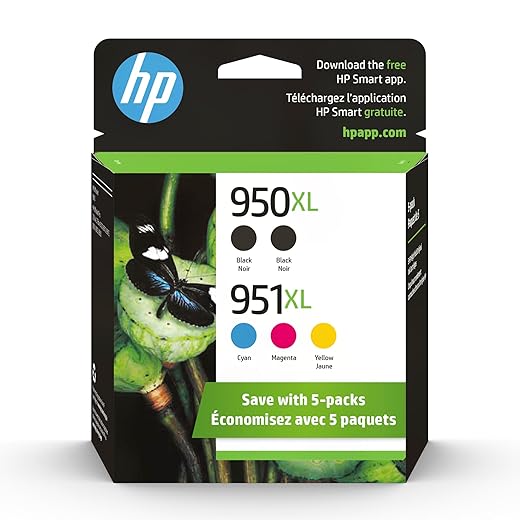 HP 951XL / 950XL (F6V12FN) Ink Cartridges (Cyan Magenta Yellow Black) 5-Pack in Retail Packaging