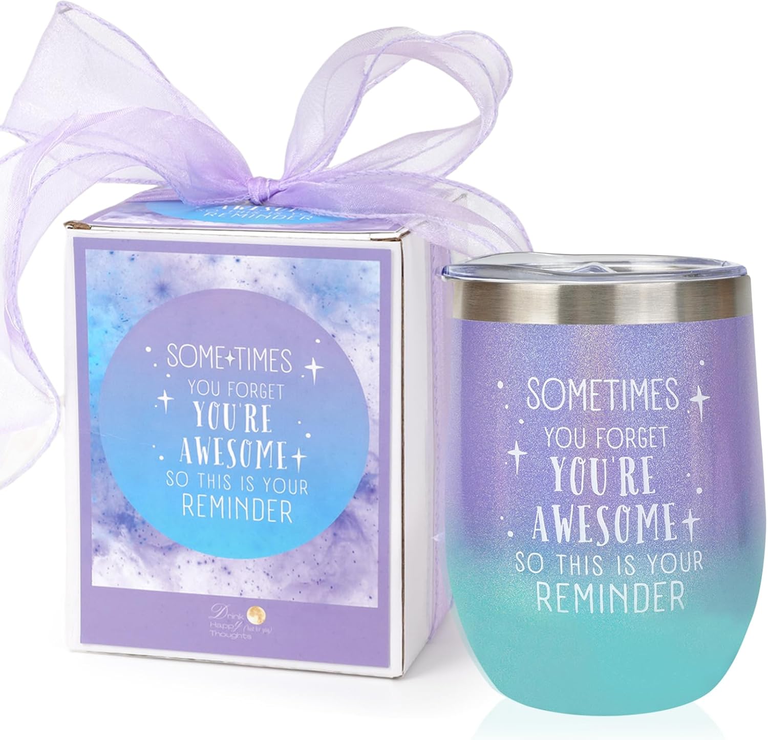 12oz Vacuum Insulated Wine Tumbler, Stainless Steel Wine Tumbler with Lid, Double Wall Travel Coffee Mug Keeps Drinks Cold/Hot, Gift for Women, Mom, Friend, Female, Christmas, Purple