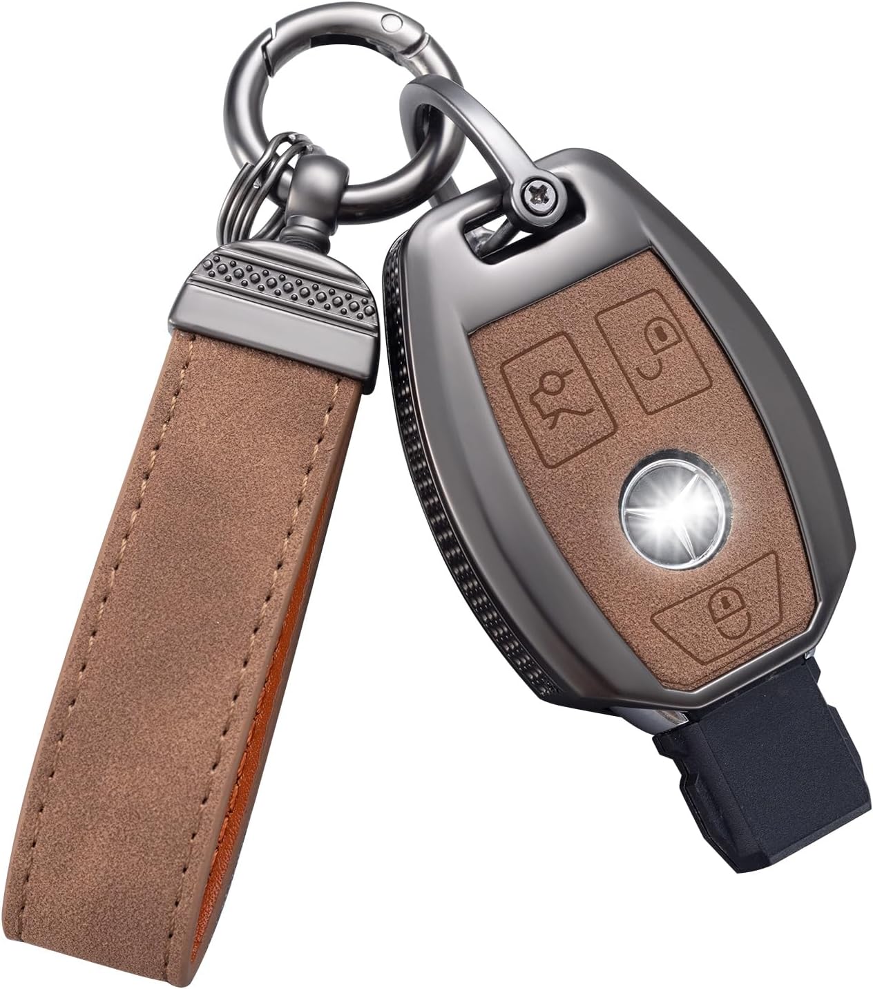 YO&YOYE Leather Key Case Protector for E-Class S-Class A-Class C-Class G-Class AMG Smart Remote Key