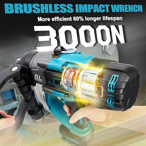 Miniatura 9 de Llave de impacto inalámbrica de 12 pulgada para batería Milwaukee de 18 V, llave de impacto de 1000 pies-libras (1360 N.m), impacto eléctrico sin