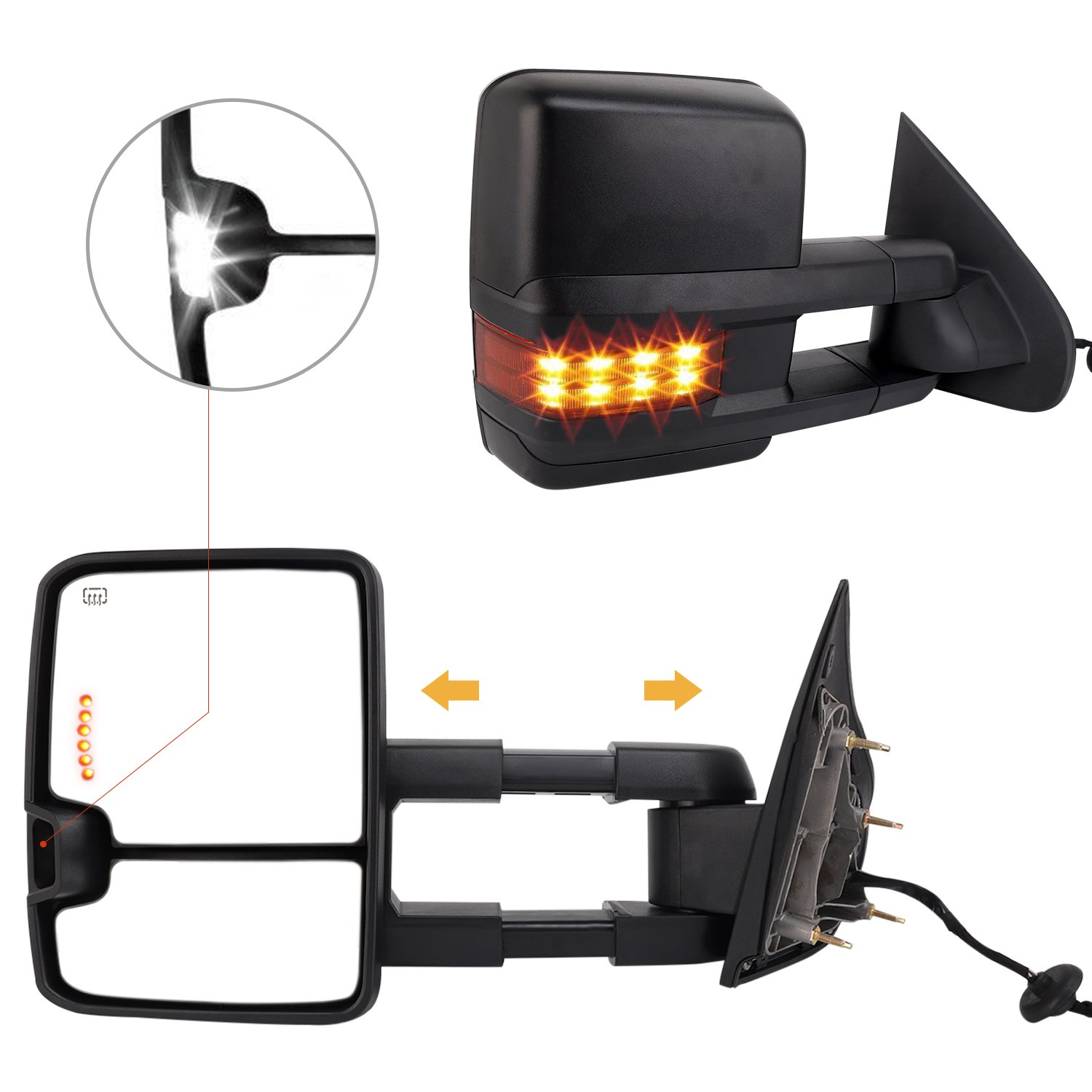 Perfit ZoneTOWING MIRROR Replacement Pair Fit For SILVERADO SIERRA 2014, 2015,2016, 2017, 2018