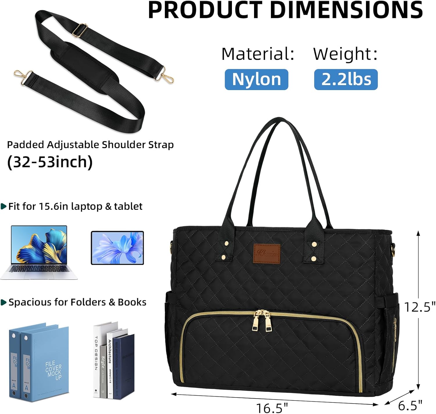 KKXIU Lunch Tote Bag for Teacher & Nurse, 15.6 Inch Laptop Tote with Insulated Lunch Box Pocket for Women - Image 4