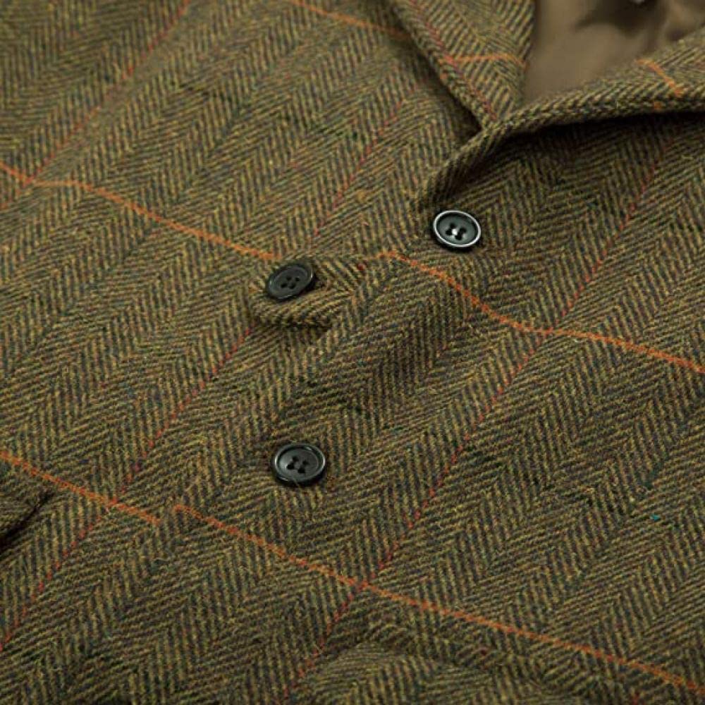 LAKKOA Herren Anzugwesten, Vintage Karo Tweed Anzug Weste Herren Kariert Mit Fischgrätenmuster Business Westen Braun Einreiher Ärmellose Weste Anzug Weste Hochzeitsfeier,XL