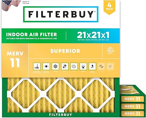 Vista 49 de Filterbuy Filtro de Aire 12x20x1 MERV 11 Defensa Superior contra Mascotas y Alergias (Paquete de 4), Filtros de Reemplazo Electrostáticos Plisados