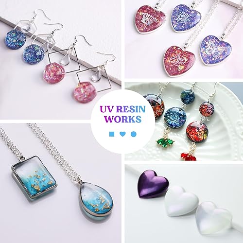 Vista 6 de LET'S RESIN Resina UV, resina UV transparente mejorada de 17.64 oz, resina epoxi ultravioleta de bajo olor, pegamento activado por luz solar solar