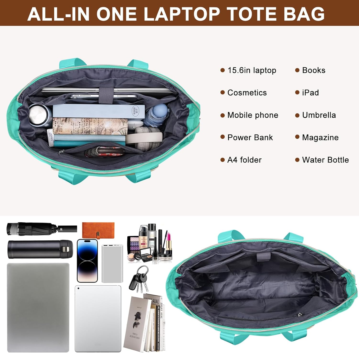 Teacher Tote Bag for Women 15.6in Laptop Bag Work Bags for Women Nurse, Large Utility Shoulder Tote Handbag