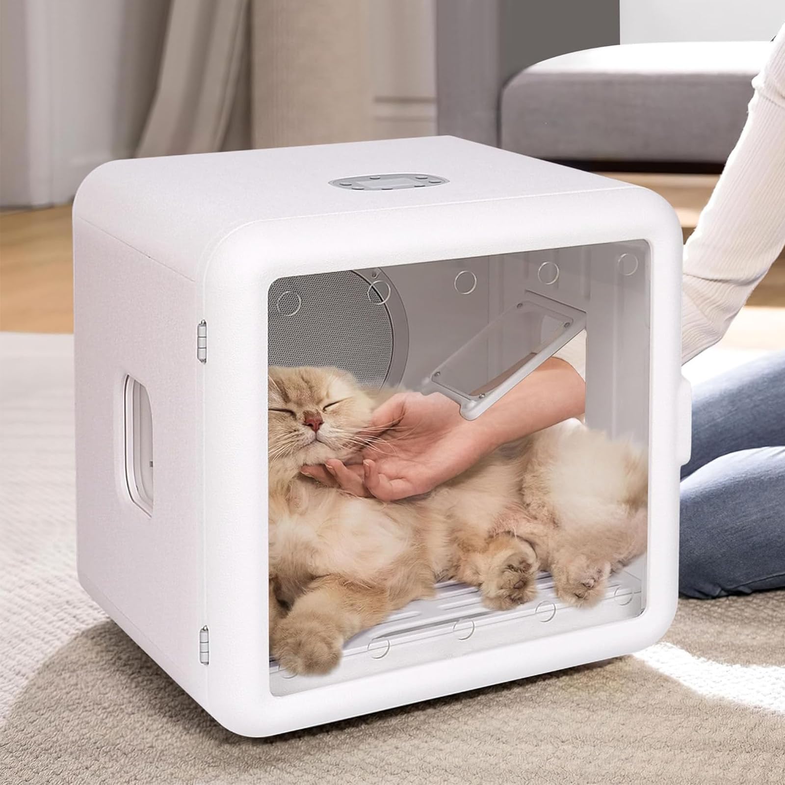 Naturalpowev Caja Secadora para Mascotas, secador de Pelo para Gatos con Secado de Cuerpo Completo de 360°, Caja de Secado automática Ultra silenciosa para Mascotas, Caja Secadora para Perros,220V