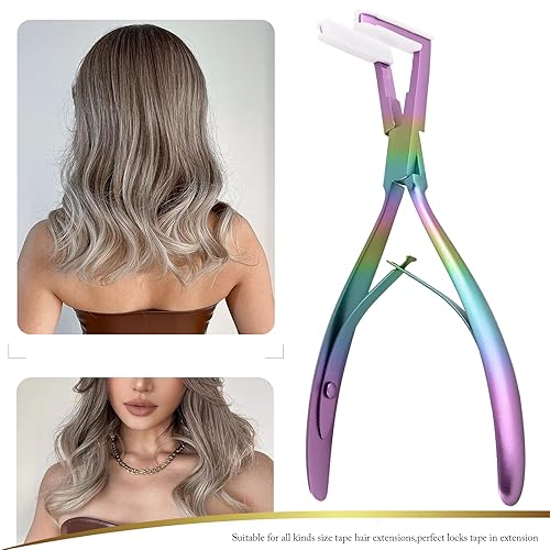 Miniatura 7 de EHDIS Cinta en extensiones de cabello, alicates de acero inoxidable, extensiones de superficie plana, pinza de sellado de cinta, alicates para