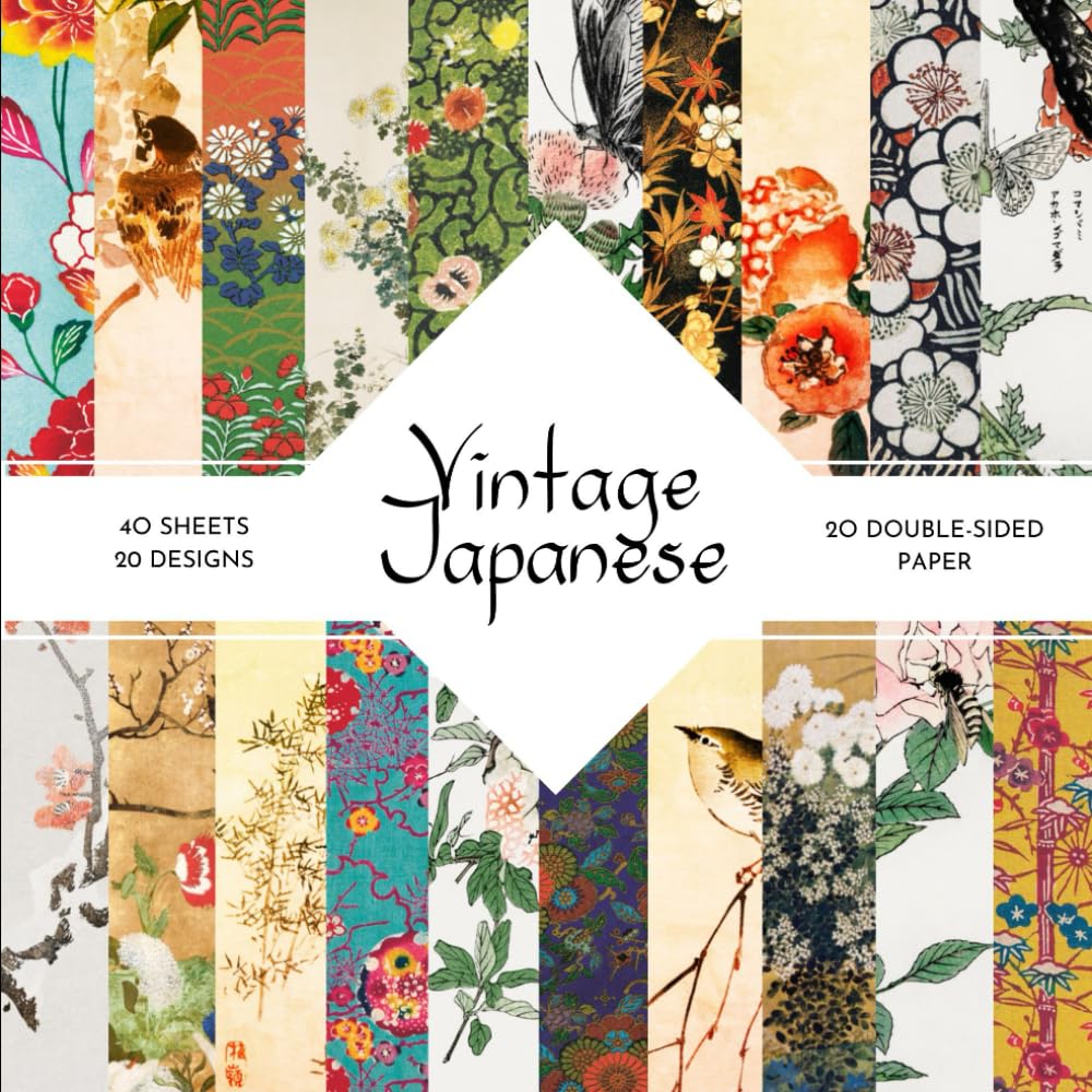 Vintage Japanese Scrapbook Paper: | Vintage Japanese Craft Paper | 8.5 x 8.5 inch | Vintage Japanese Themed Patterns | 40 patterned double sided sheets (20 designs) |