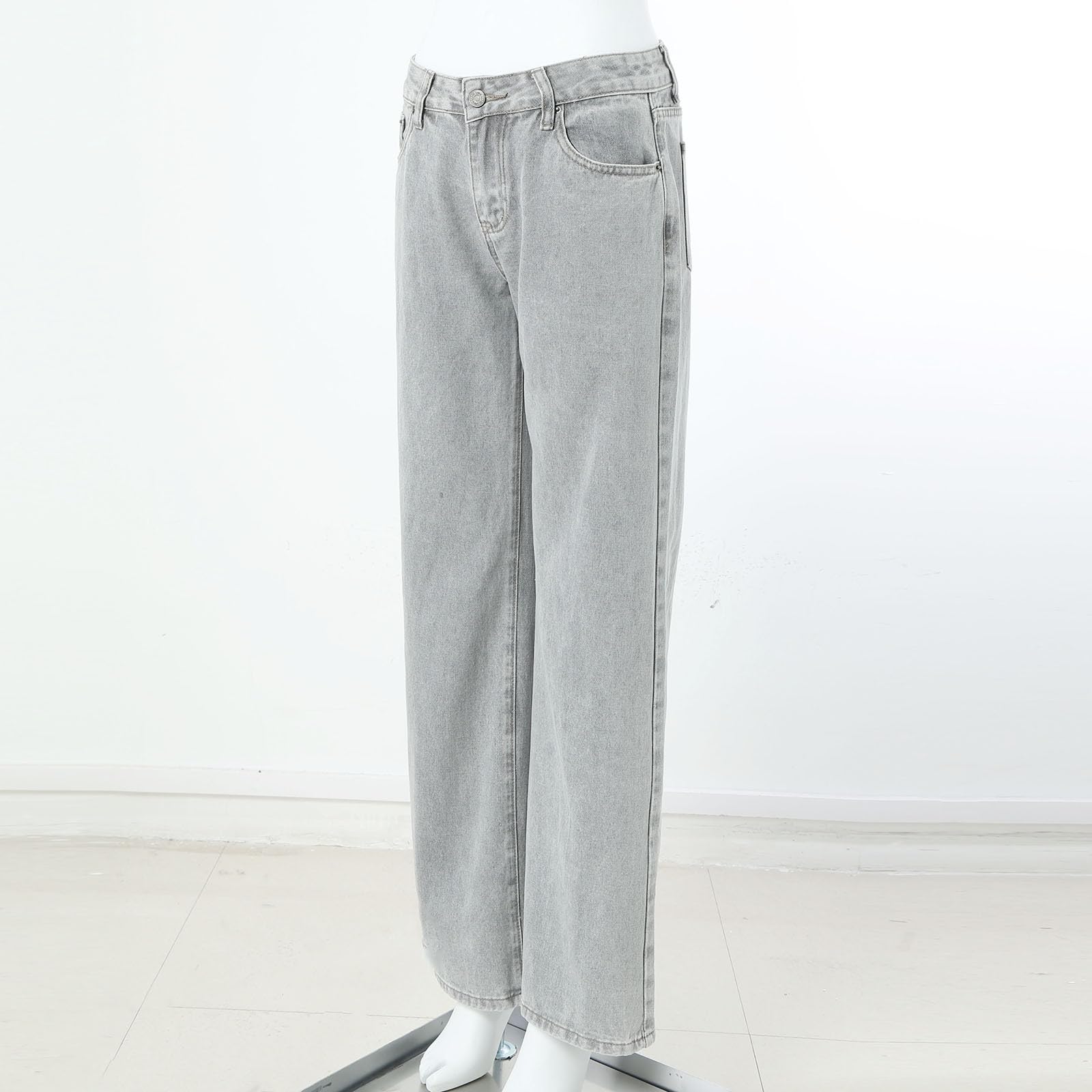 Generisch Damen Jeans Weites Bein High Waist Stretch Baggy Wide Leg Jeans Gothic Baggy Denim Hosen Hohe Taille Punk Lose Gerade Hosen und Mädchen Streetwear