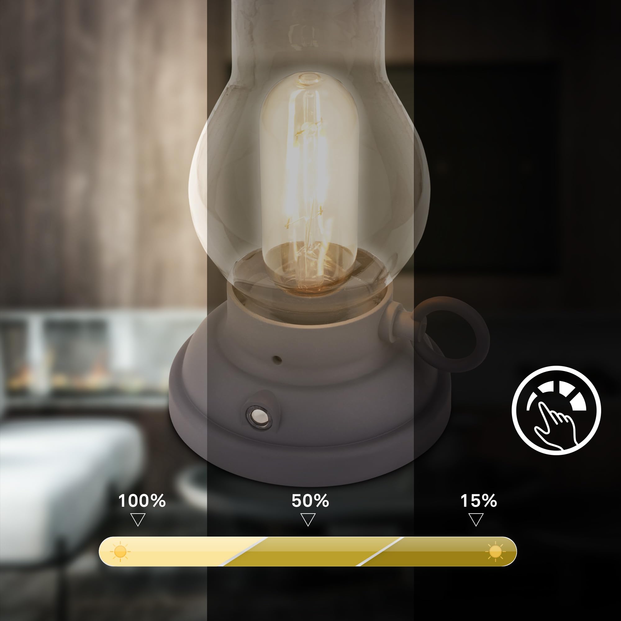 BRILONER - Bezprzewodowa lampa stołowa LED, IP44, dotykowa, ściemniana, wymienna bateria, lampa kempingowa, lampa stołowa, lampa akumulatorowa, do użytku na zewnątrz, elektroniczna lampa naftowa LED