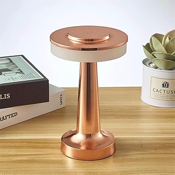 QAWACHH Luxury Look Round Wireless Led Touch Metal Table Lamp,Reading Lamp,for Restaurant,Hotel,Room and Office -Gold